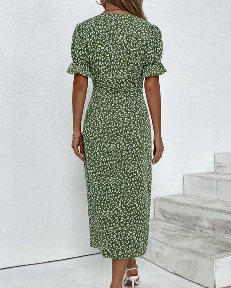 Adeline | Robe À Fleurs À Col En V Pour Femme | Midi
