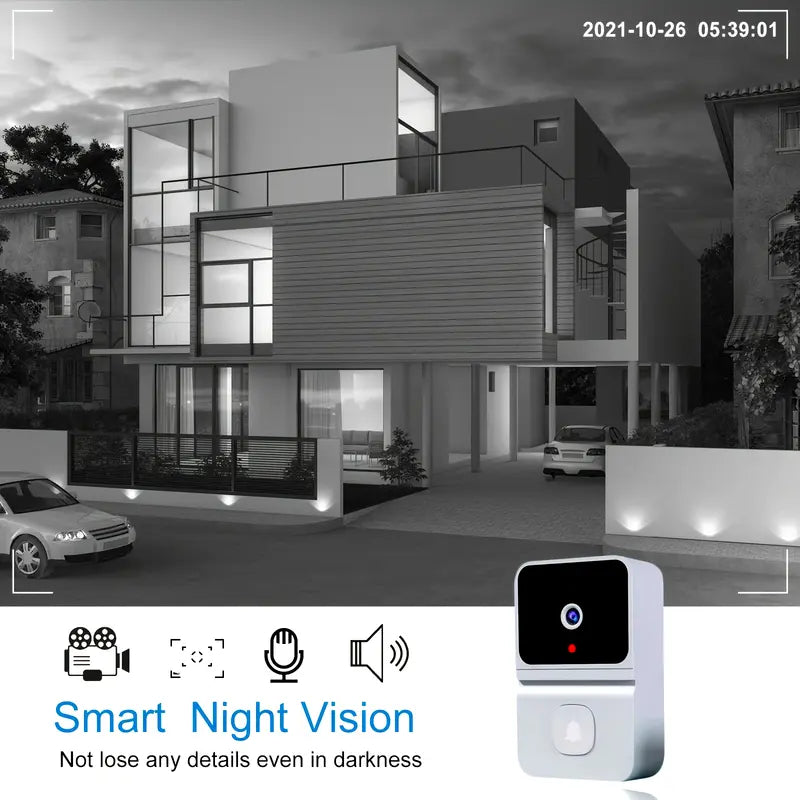 Caméra de Sonnette WiFi Intelligente avec Batterie Intégrée – Sécurité Sans Fil, Audio Bidirectionnel, Vision Nocturne, Rechargeable par USB - Max