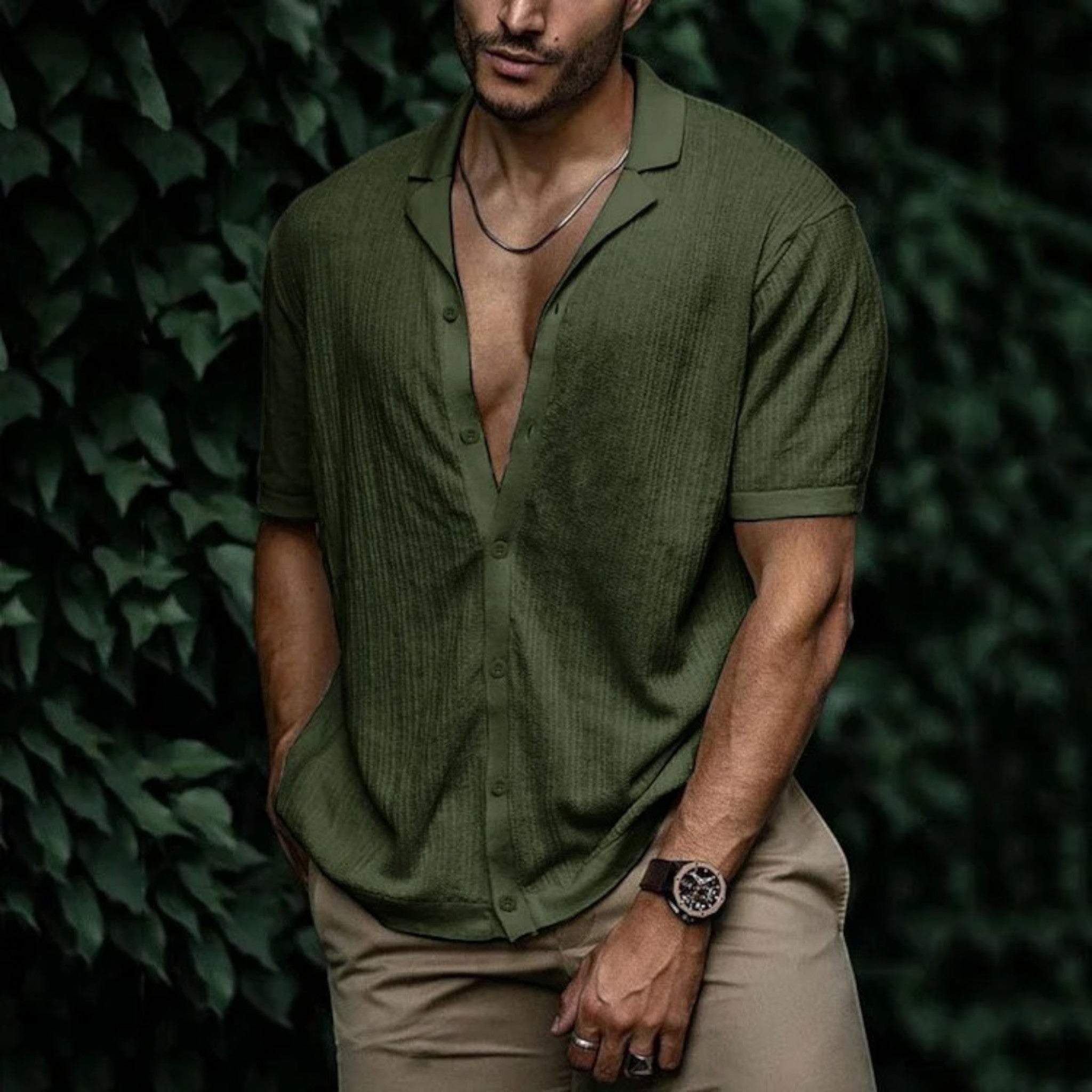 Isaac | Chemise Boutonnée Décontractée Pour Hommes | Manches Courtes