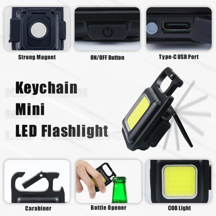 WorkBeam - Lampe de travail LED portable rechargeable avec porte-clés