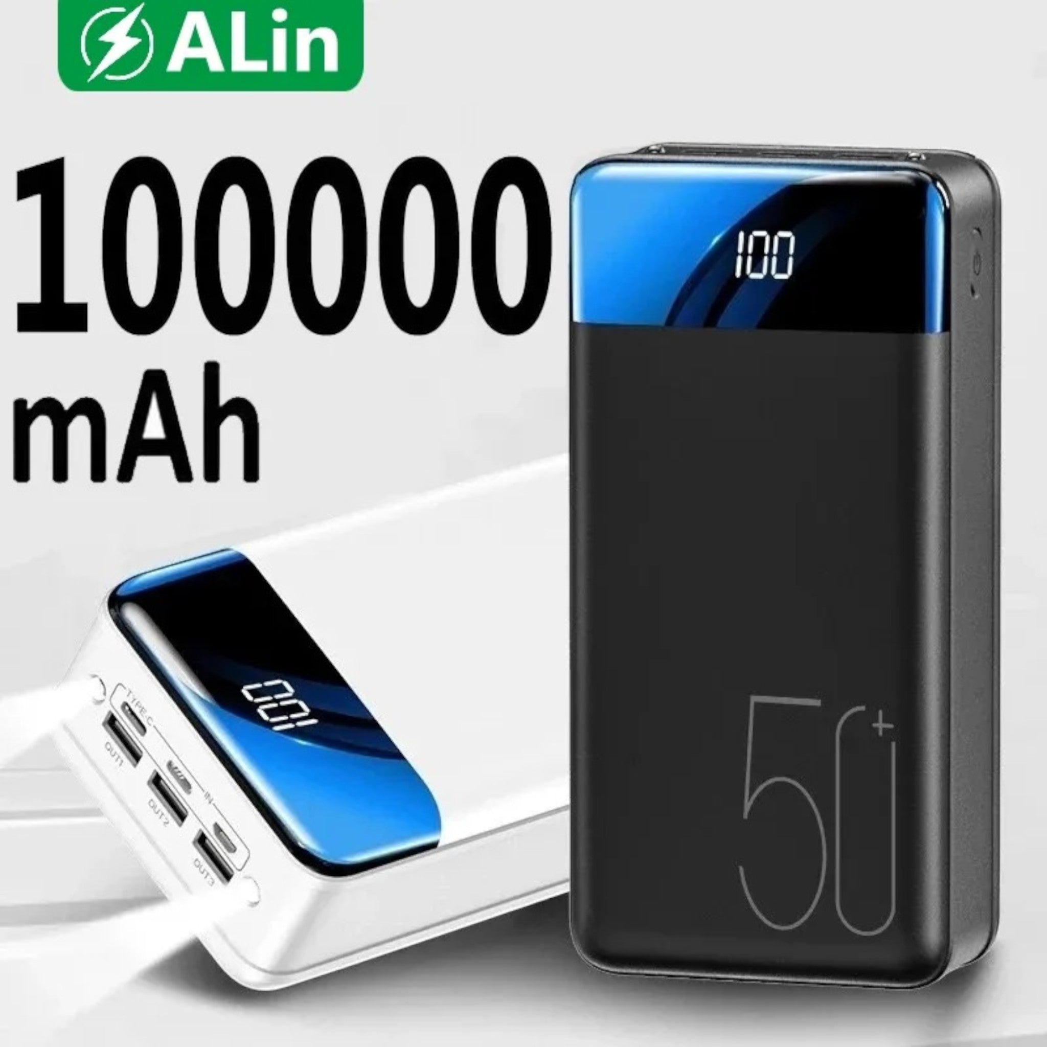 Batterie Externe 100.000mAh Ultra Haute Capacité – Recharge Ultra-Rapide pour Téléphones, Tablettes & Ordinateurs Portables – VoltTitan