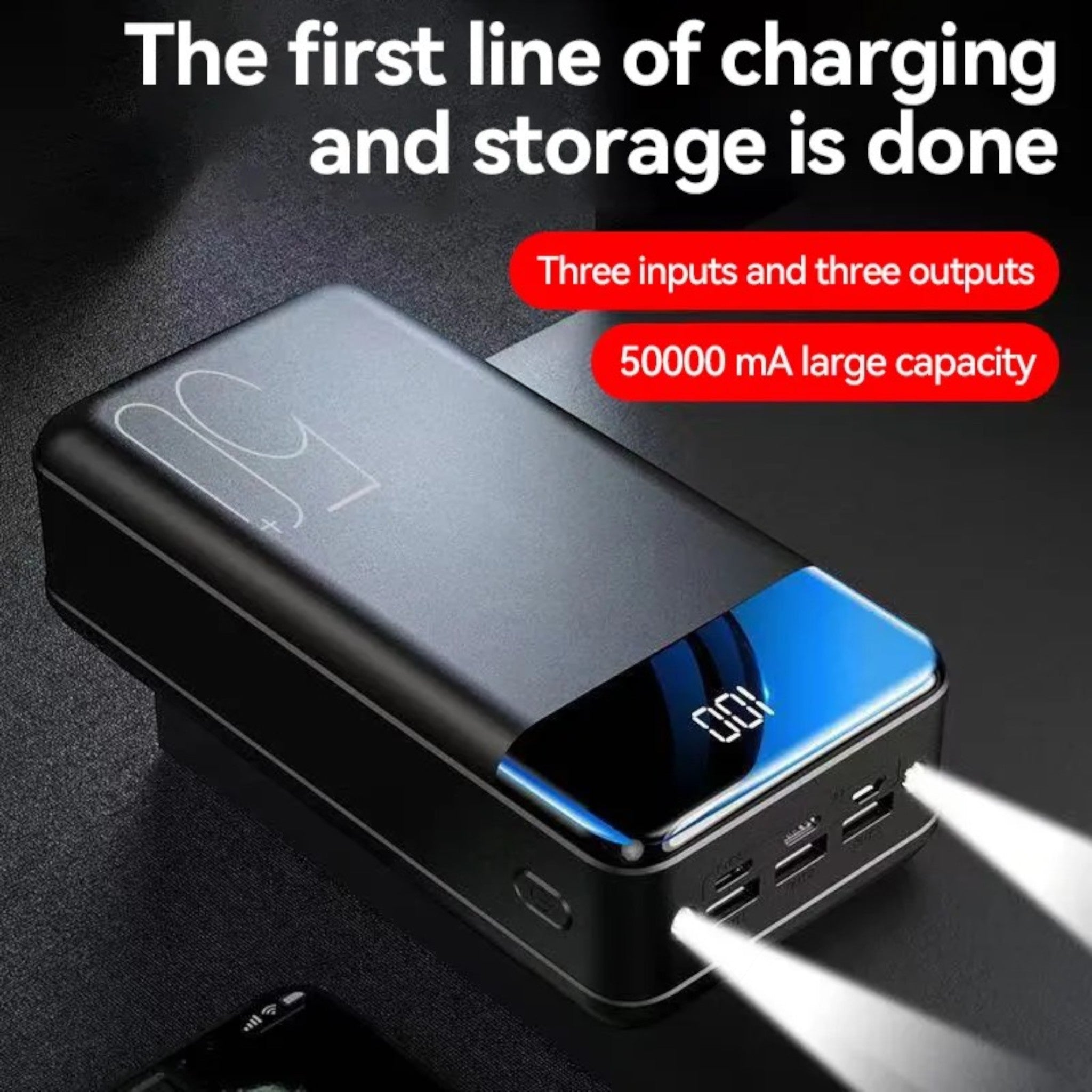 Batterie Externe 100.000mAh Ultra Haute Capacité – Recharge Ultra-Rapide pour Téléphones, Tablettes & Ordinateurs Portables – VoltTitan