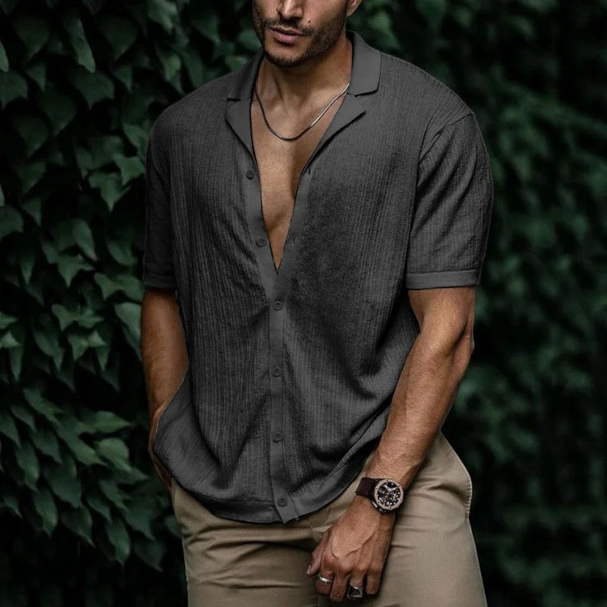 Isaac | Chemise Boutonnée Décontractée Pour Hommes | Manches Courtes