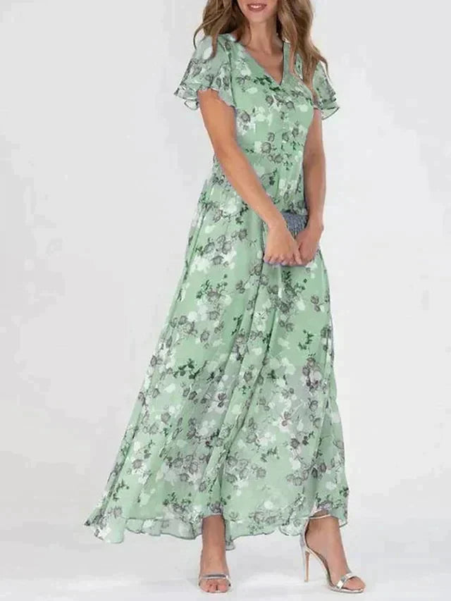 Chloe - Robe Élégante Colorée - Robe Maxi Fleurie Femme, Légère et Stylée