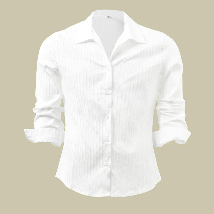 Louis - Chemise à Rayures Unies à Manches Longues pour Homme avec Col Revers