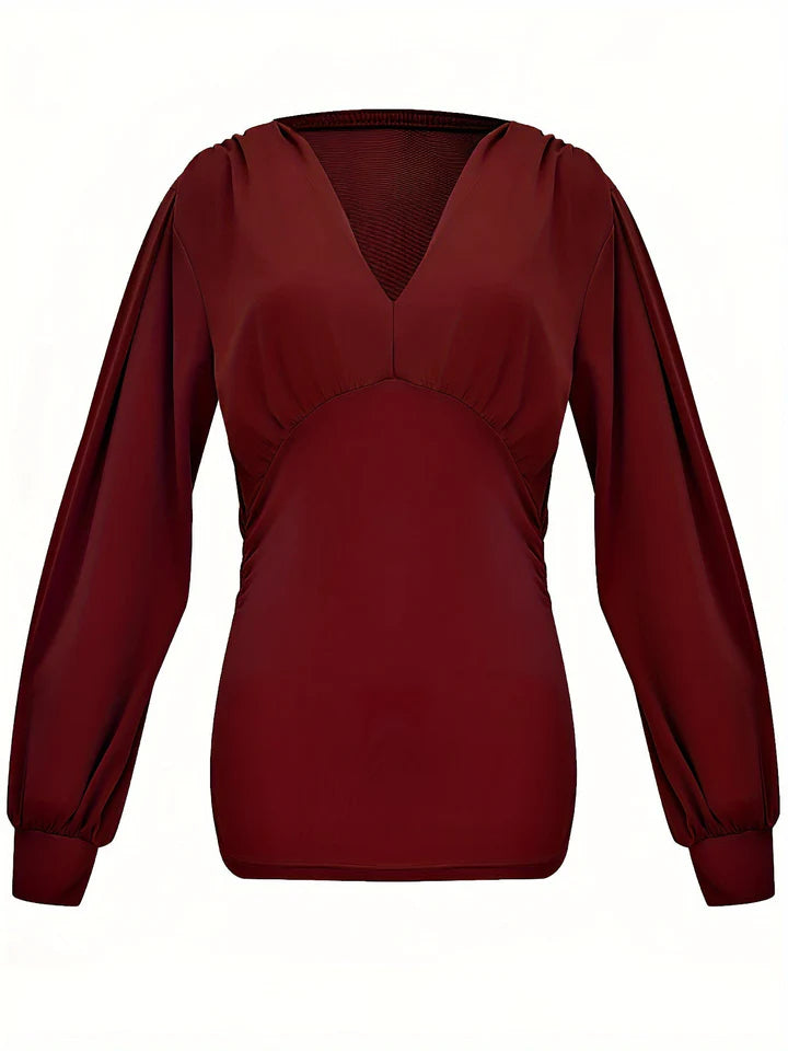 Chloé - Chemise unie à col en V et manches bouffantes