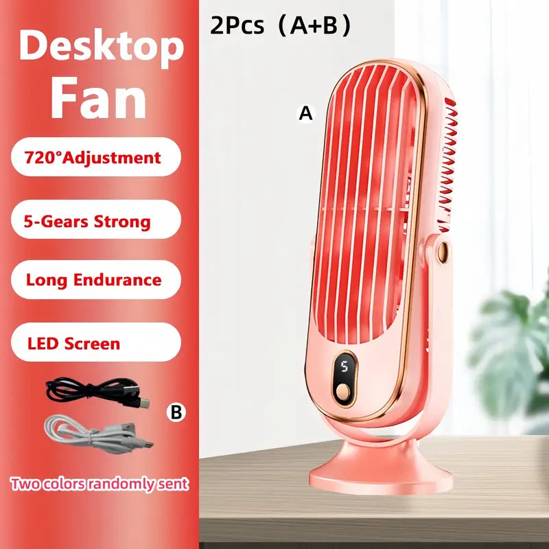 Ventilateur Climatiseur Portable – Double Moteur, 5 Vitesses, 720° & USB Rechargeable – CoolSphere