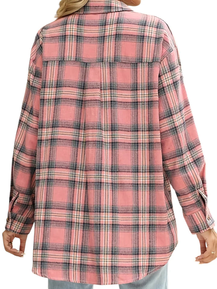 Chemise décontractée à carreaux pour femmes