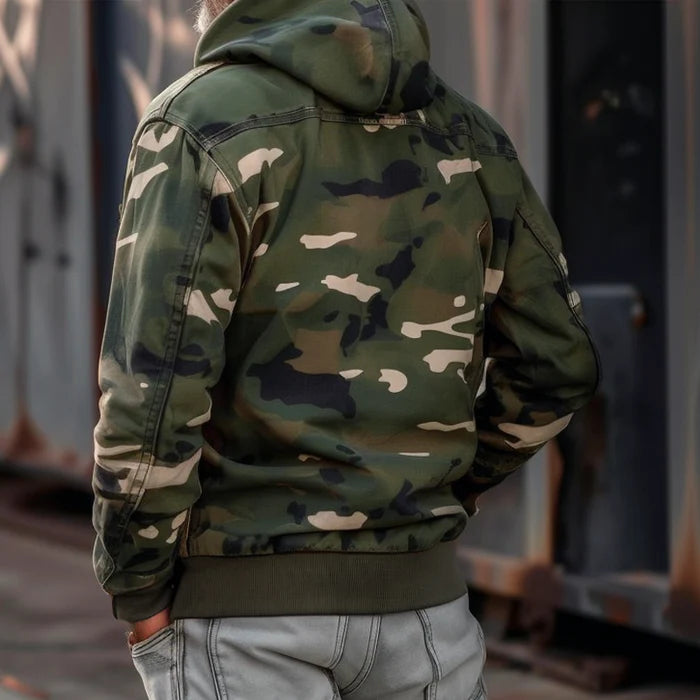 Adrien - Veste Cargo Camouflage à Capuche pour Homme avec Poches Multiples et Fermeture Éclair