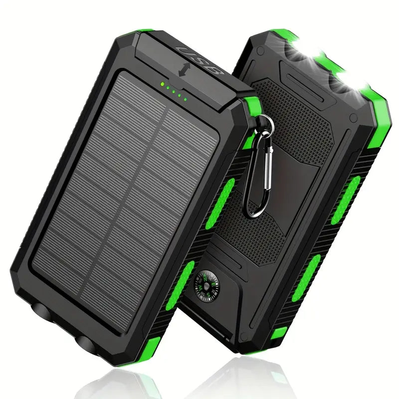 Banque d'Alimentation Solaire Ultra-Haute Capacité 8000mAh – Chargeur Solaire Portable avec Double Lampe LED