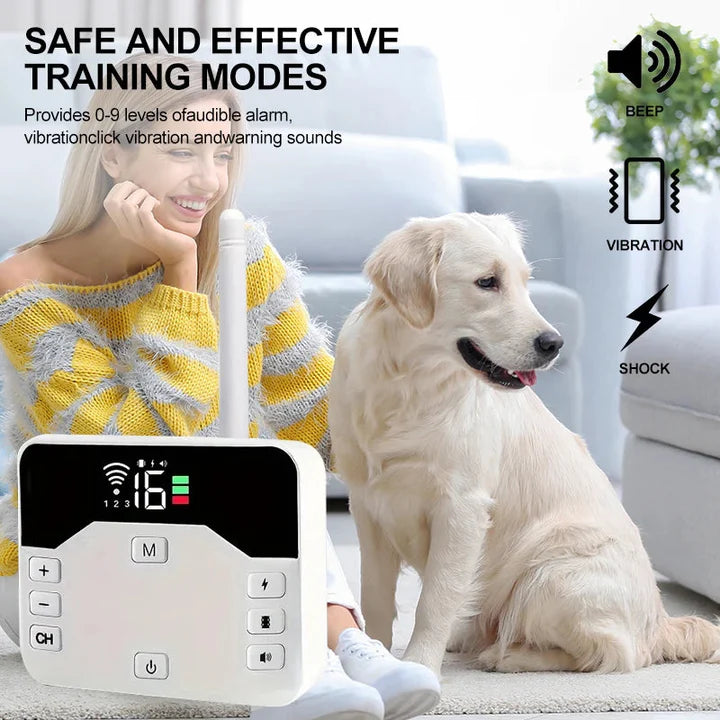 Clôture Sans Fil 2-en-1 & Collier de Dressage pour Chiens en Extérieur