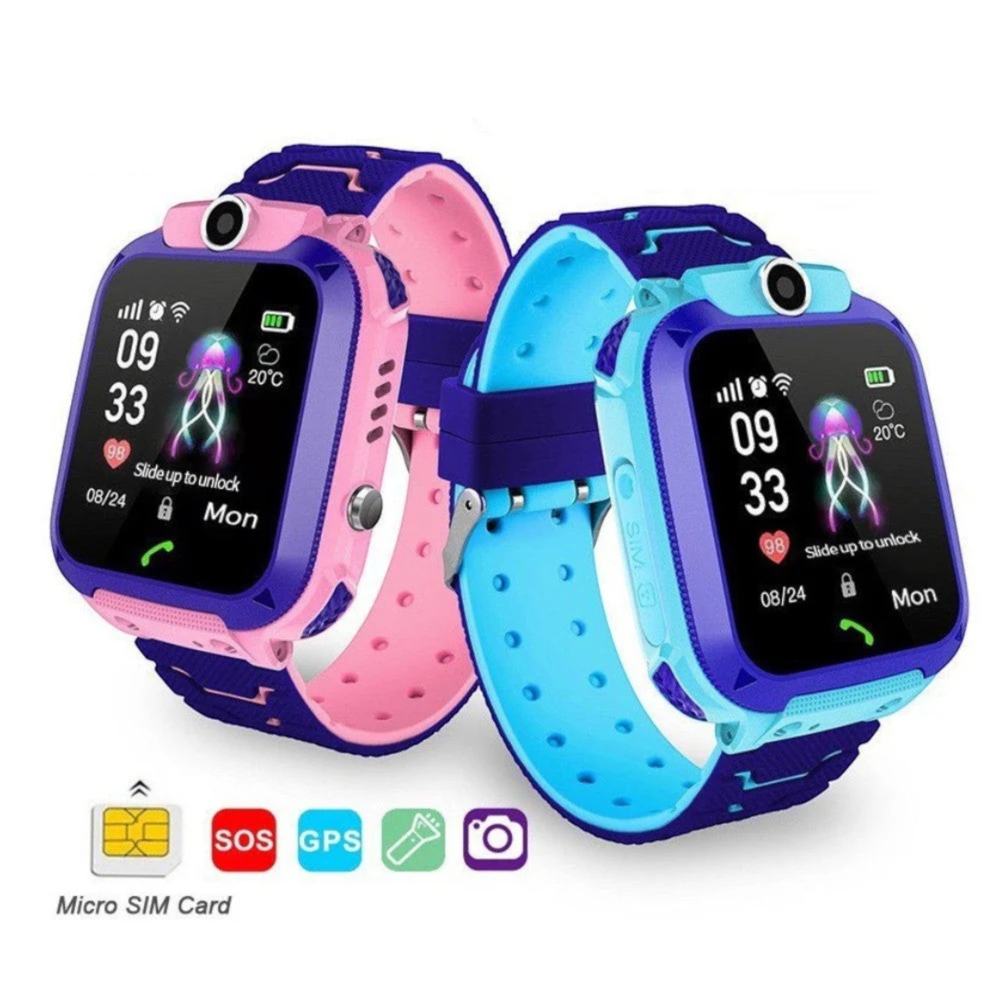 Montre Connectée pour Enfants avec GPS, Caméra, Appels et Bouton SOS – KidSecure