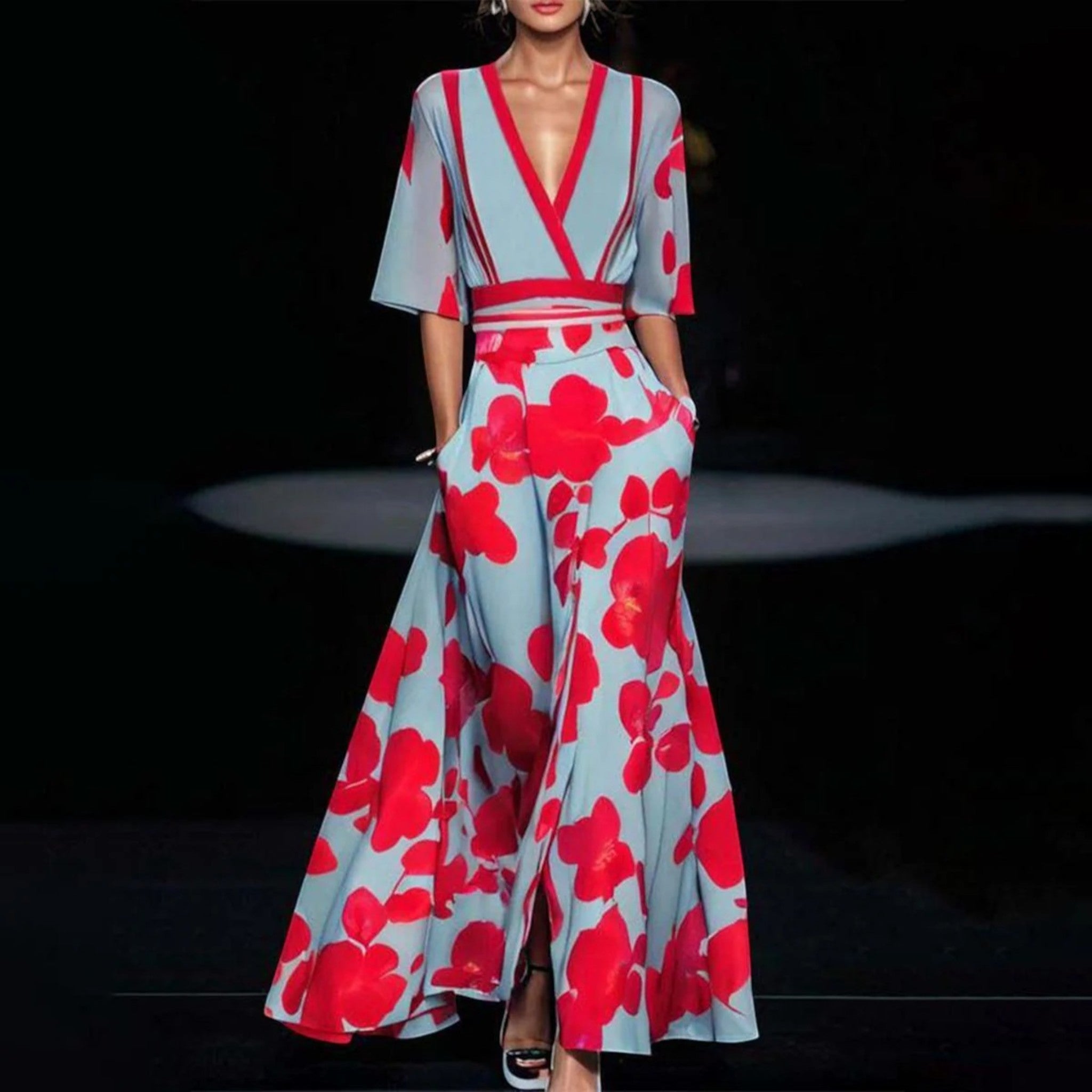 Andrea | Robe Bohème Élégante À Col En V Pour Femme | Maxi