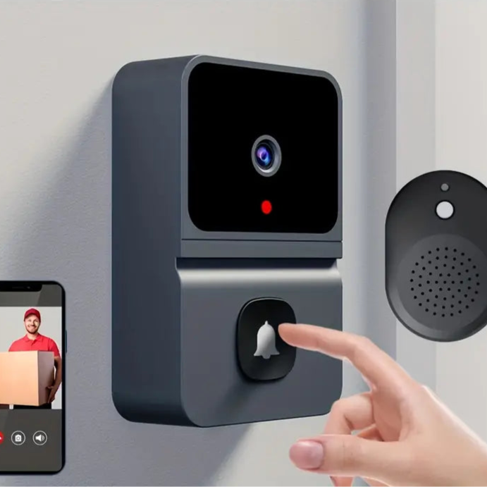 Caméra de Sonnette WiFi Intelligente avec Batterie Intégrée – Sécurité Sans Fil, Audio Bidirectionnel, Vision Nocturne, Rechargeable par USB - Max