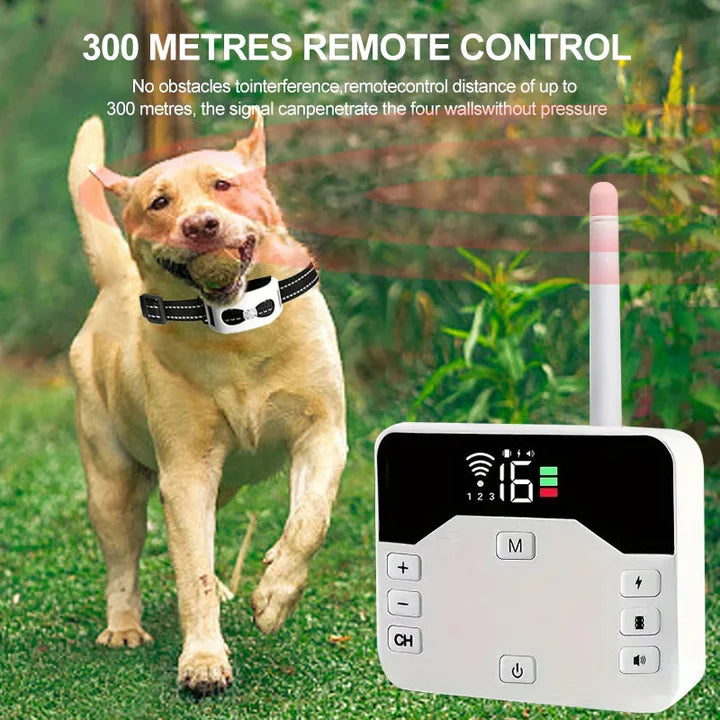 Clôture Sans Fil 2-en-1 & Collier de Dressage pour Chiens en Extérieur