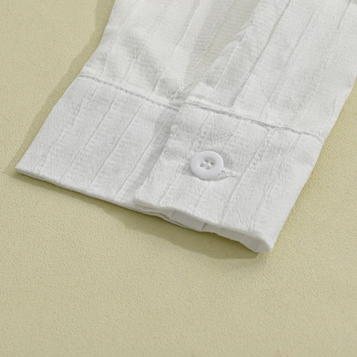 Louis - Chemise à Rayures Unies à Manches Longues pour Homme avec Col Revers