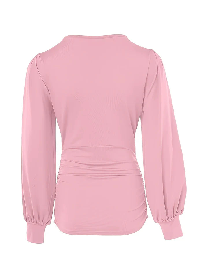 Chloé - Chemise unie à col en V et manches bouffantes
