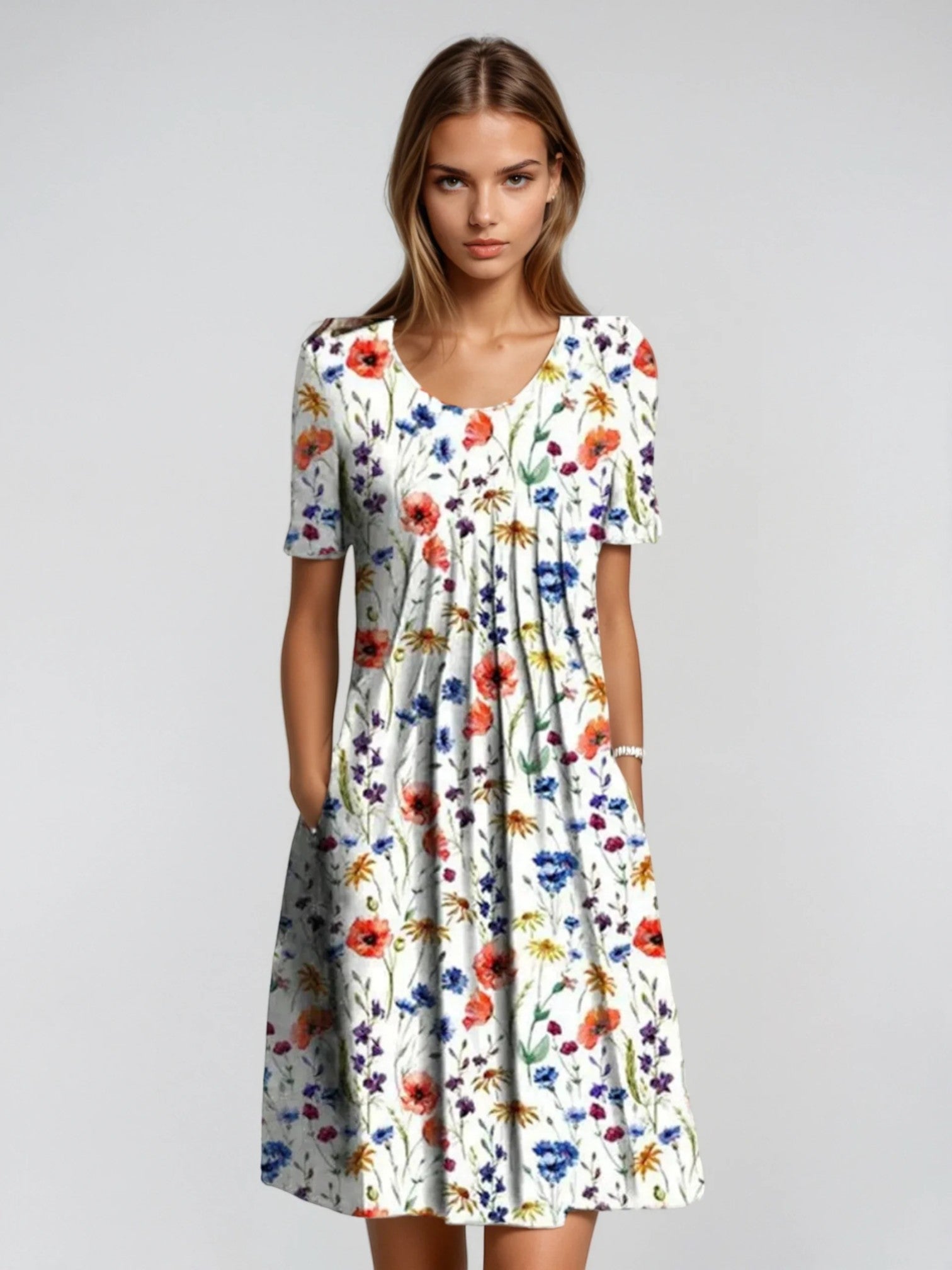 Adelina | Robe D'Été À Fleurs À Manches Courtes Pour Femme | Midi