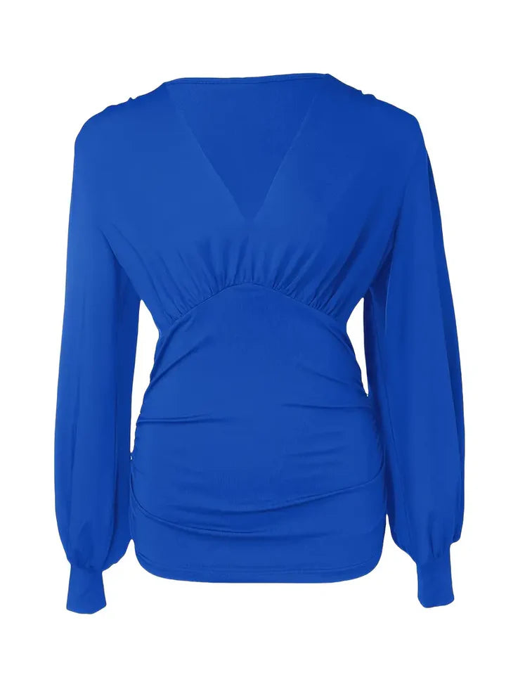 Chloé - Chemise unie à col en V et manches bouffantes