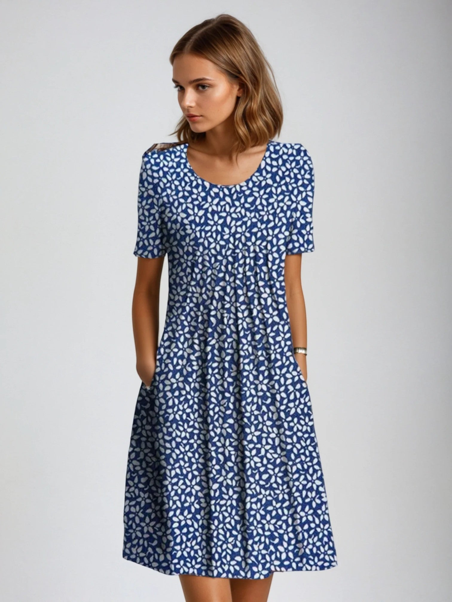 Adelina | Robe D'Été À Fleurs À Manches Courtes Pour Femme | Midi