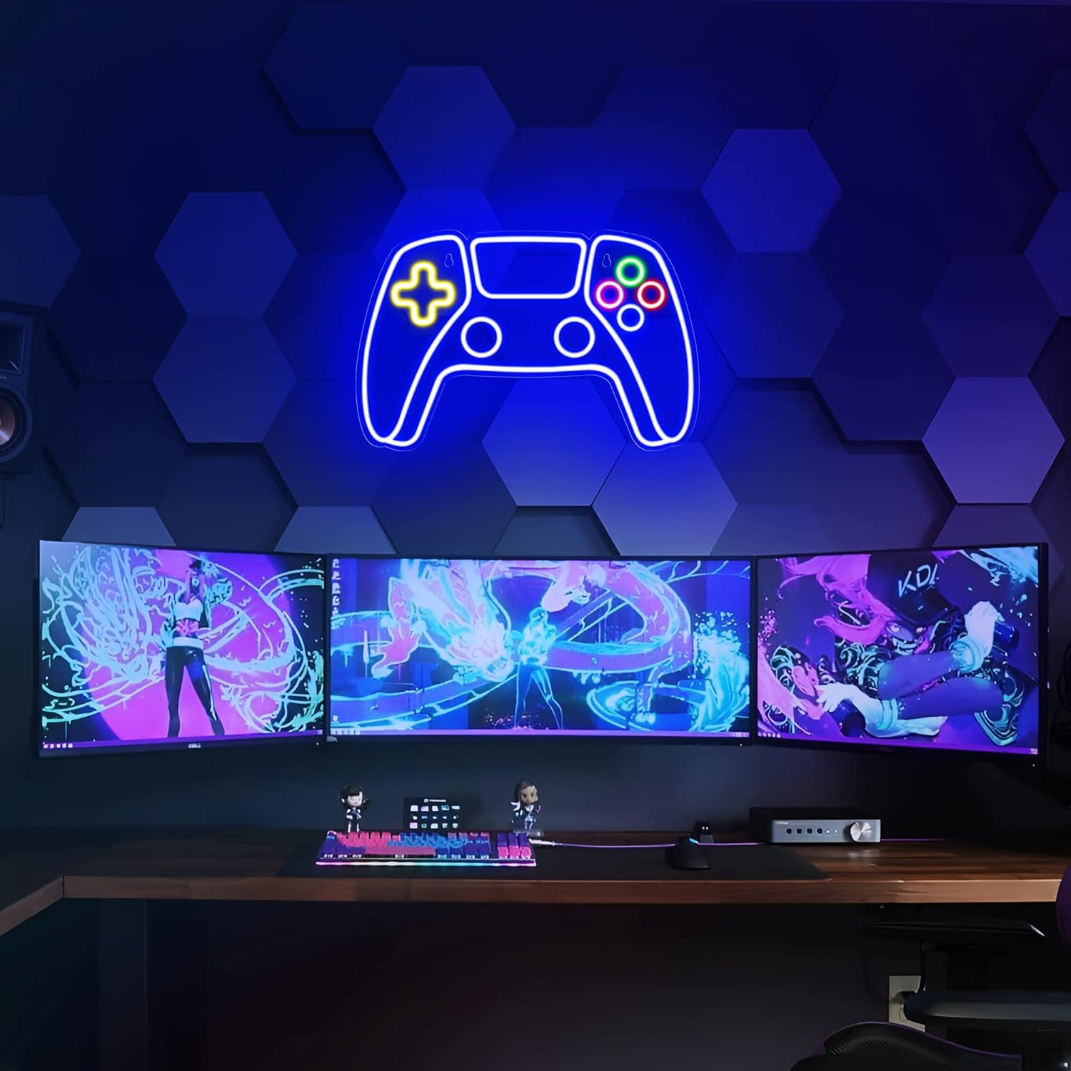 NéoGame - Canvas Néon avec Contrôleur de Jeu, Éclairage LED pour Chambre de Gamer et Décoration Murale