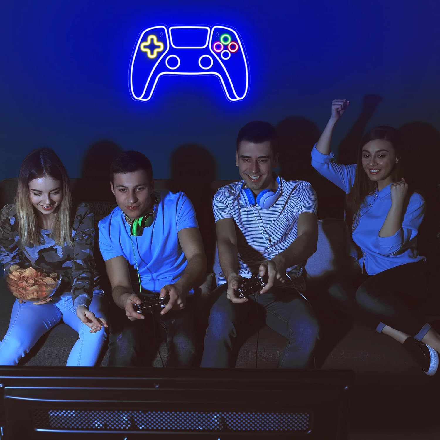 NéoGame - Canvas Néon avec Contrôleur de Jeu, Éclairage LED pour Chambre de Gamer et Décoration Murale