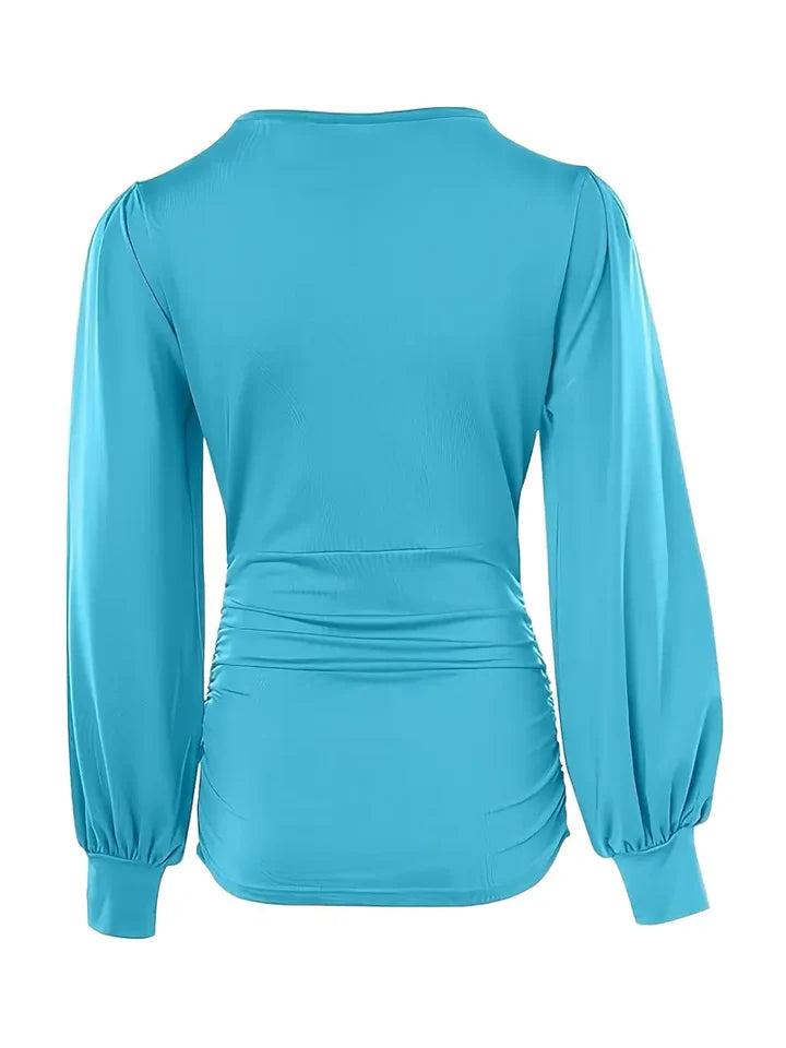 Chloé - Chemise unie à col en V et manches bouffantes