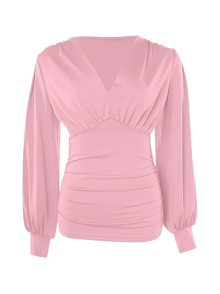 Chloé - Chemise unie à col en V et manches bouffantes
