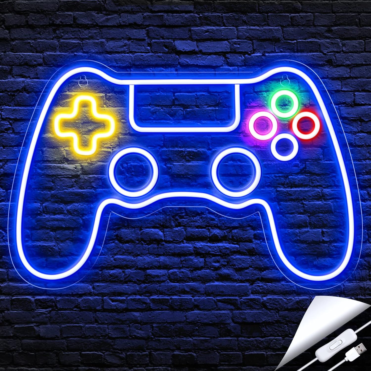 NéoGame - Canvas Néon avec Contrôleur de Jeu, Éclairage LED pour Chambre de Gamer et Décoration Murale