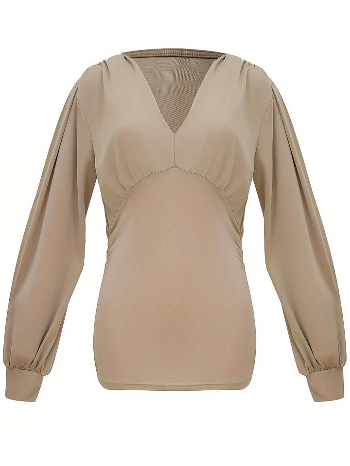 Chloé - Chemise unie à col en V et manches bouffantes