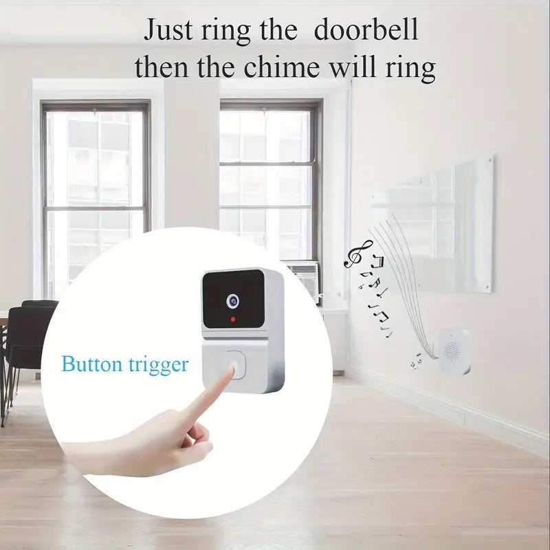 Caméra de Sonnette WiFi Intelligente avec Batterie Intégrée – Sécurité Sans Fil, Audio Bidirectionnel, Vision Nocturne, Rechargeable par USB - Max