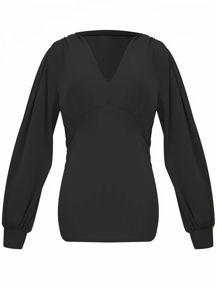 Chloé - Chemise unie à col en V et manches bouffantes