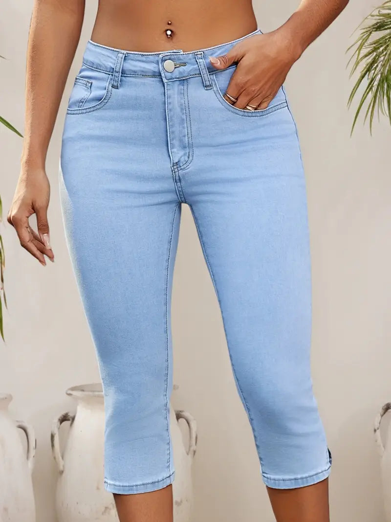 Pantalon Capri en Jean – Décontracté, Confortable & Estival – DeniBreez