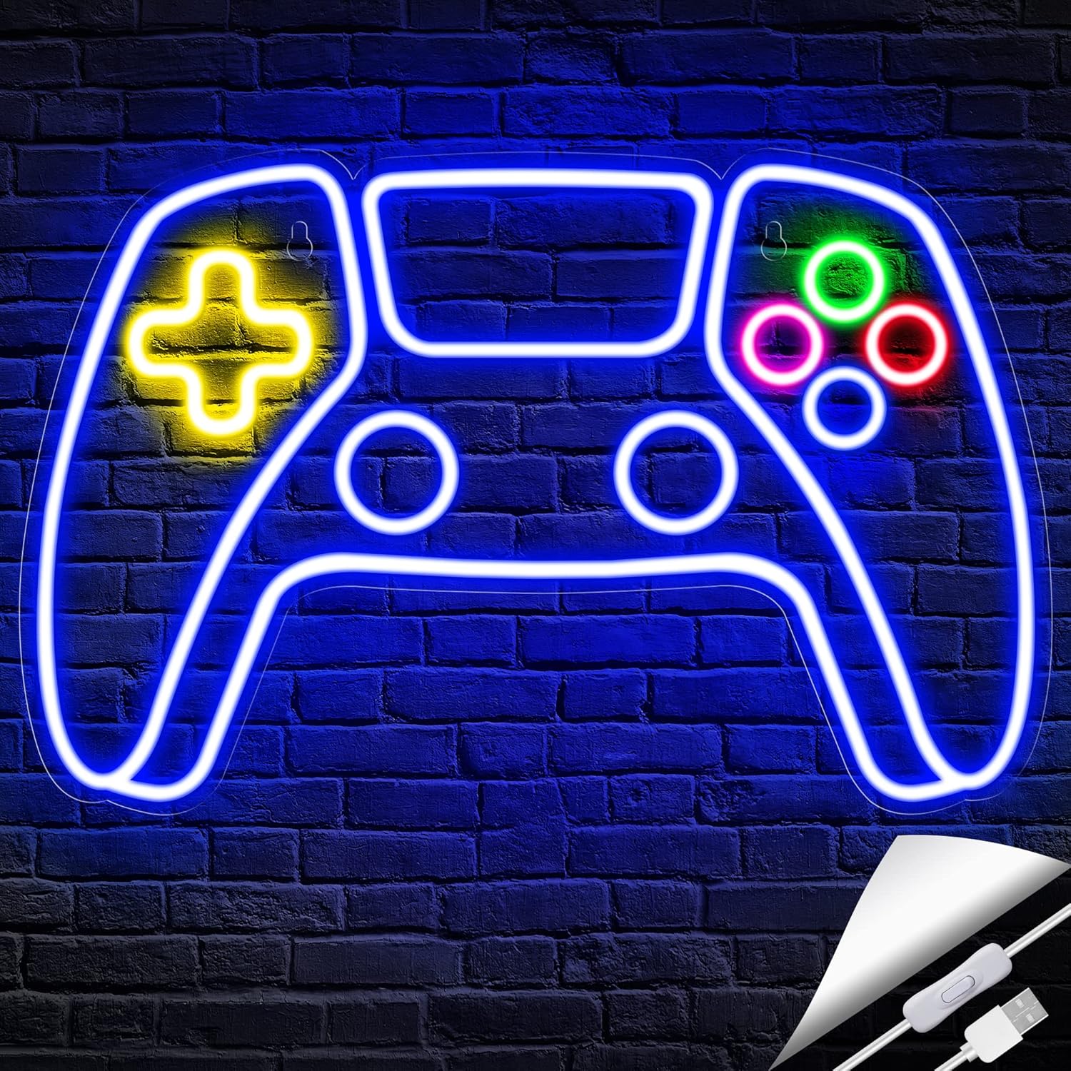 NéoGame - Canvas Néon avec Contrôleur de Jeu, Éclairage LED pour Chambre de Gamer et Décoration Murale