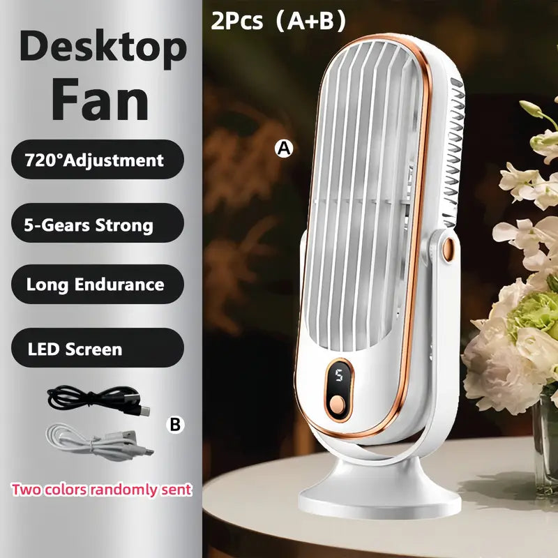 Ventilateur Climatiseur Portable – Double Moteur, 5 Vitesses, 720° & USB Rechargeable – CoolSphere