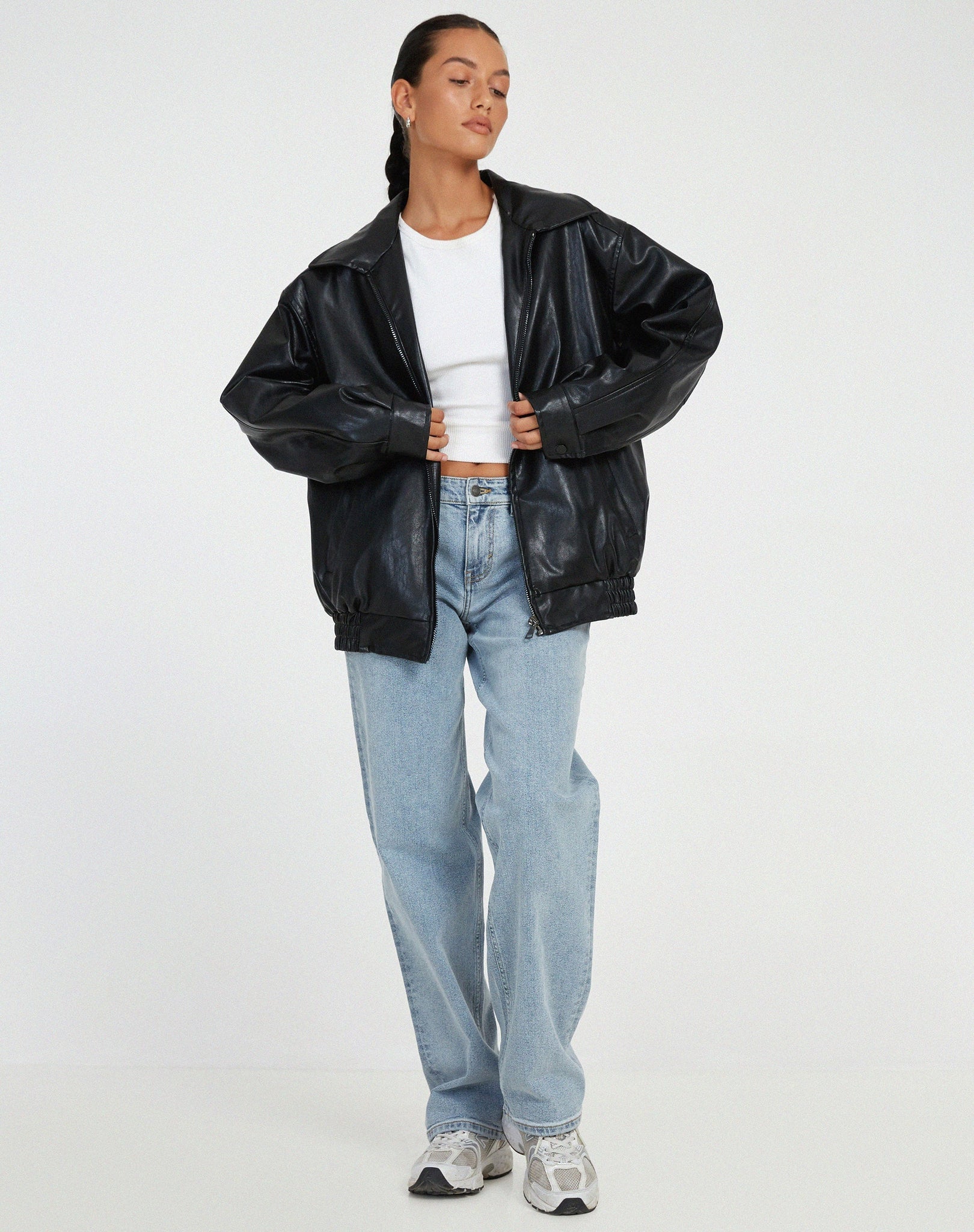Veste en Cuir Oversized à Coupe Décontractée - Cecile