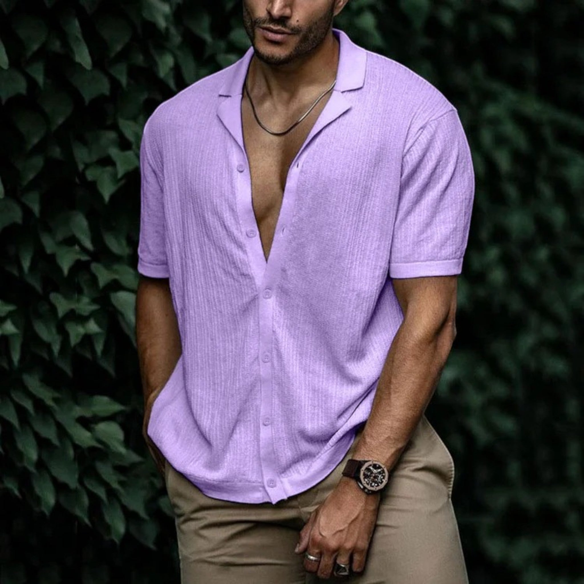 Isaac | Chemise Boutonnée Décontractée Pour Hommes | Manches Courtes