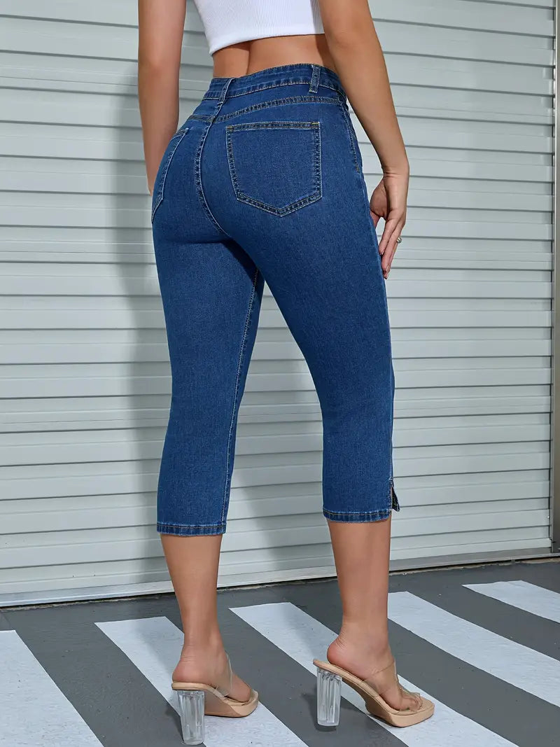 Pantalon Capri en Jean – Décontracté, Confortable & Estival – DeniBreez