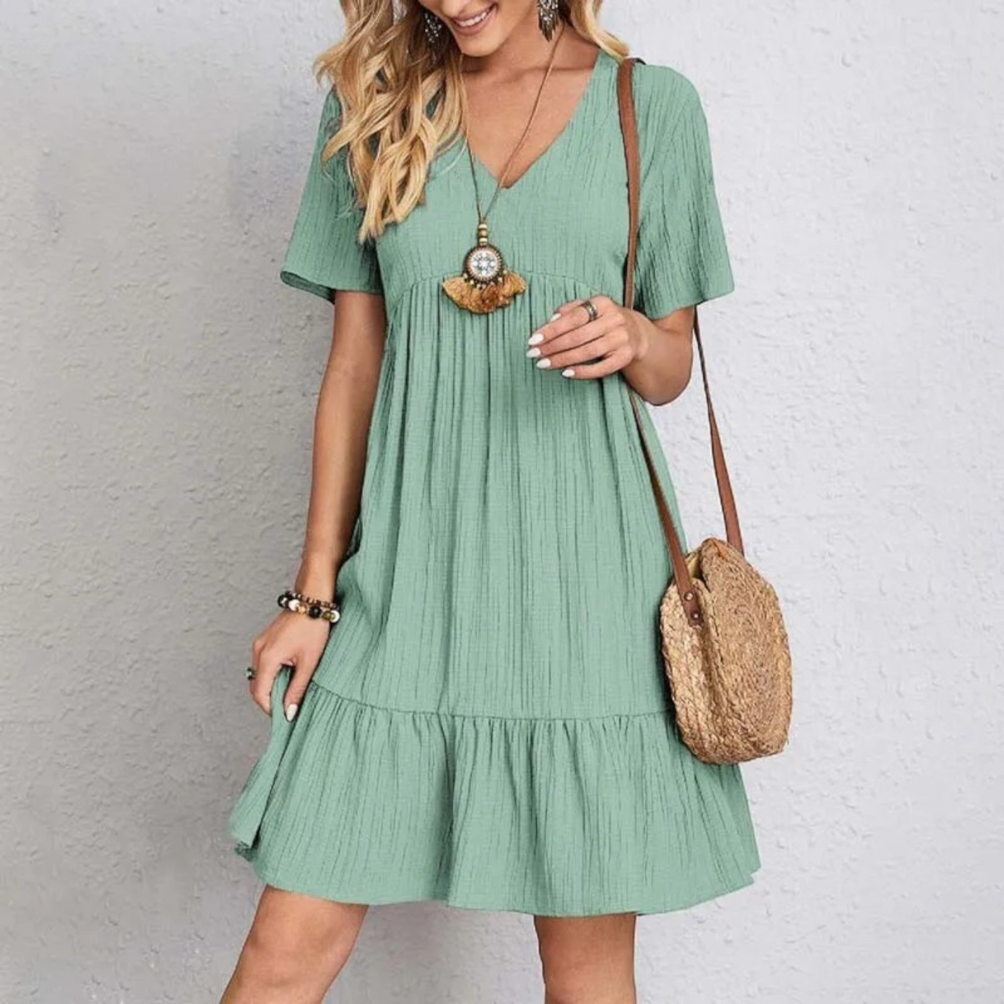 Naomi | Robe D'Été Décontractée À Col En V Pour Femme | Midi