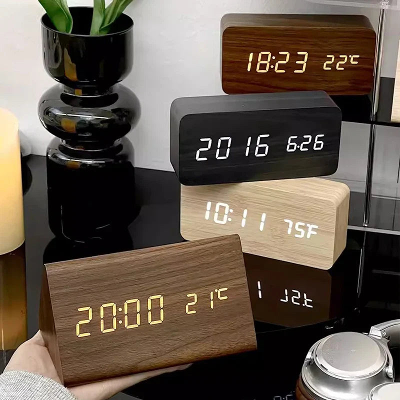 Réveil - WoodWatch - Affichage LED - Commande Vocale