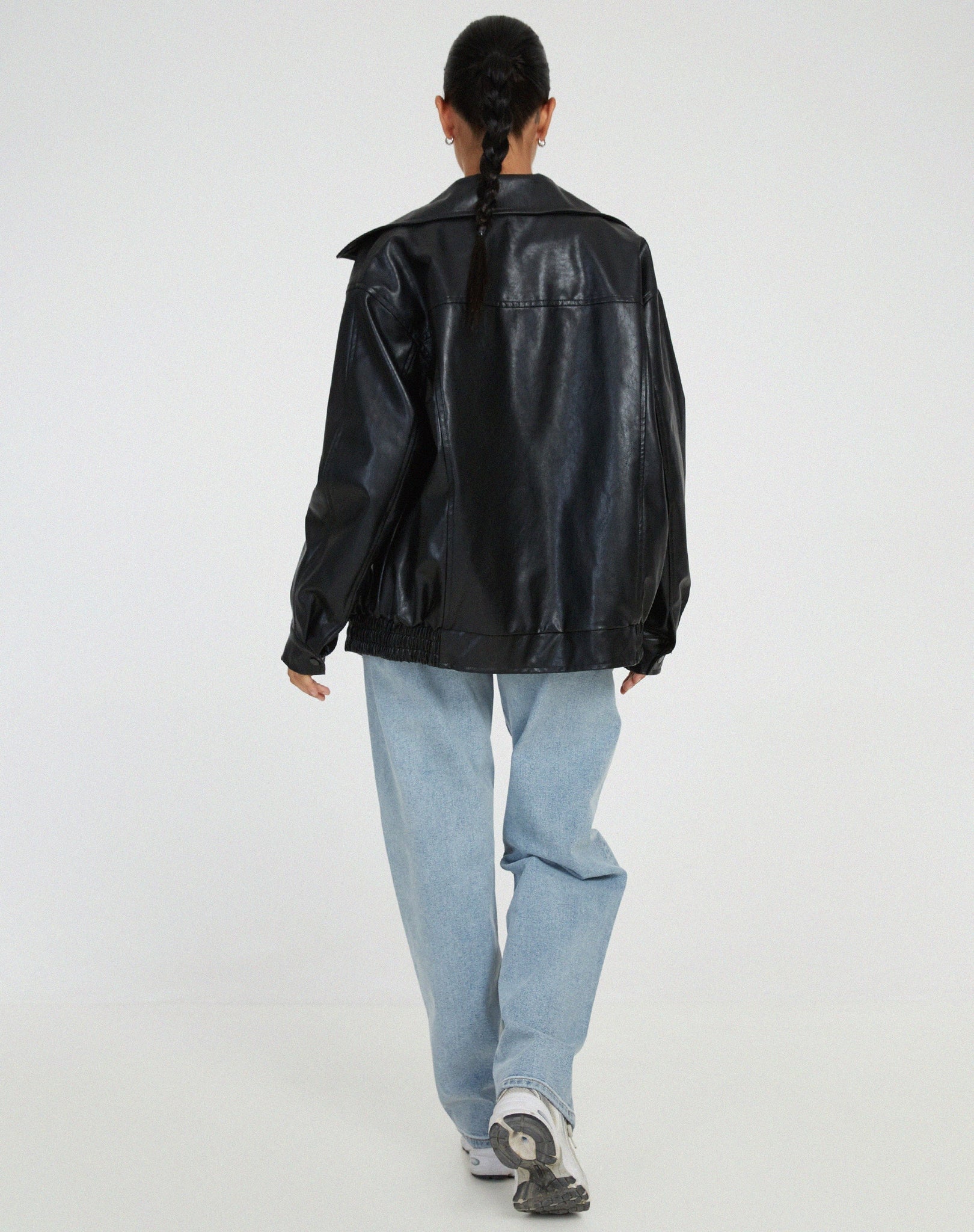 Veste en Cuir Oversized à Coupe Décontractée - Cecile