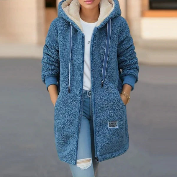 Veste en Fleece Femme Mi-Longue et Élégante