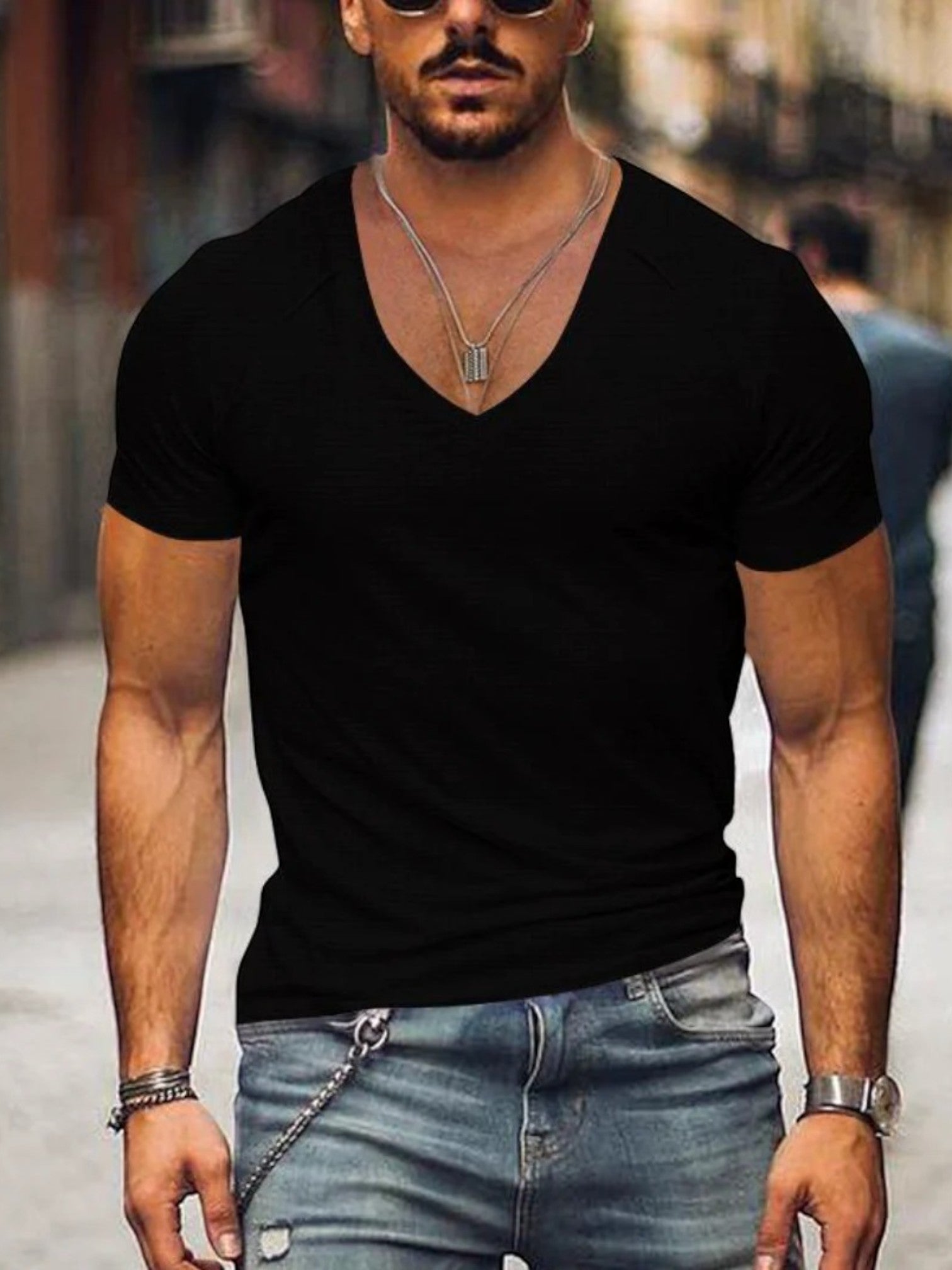 Michael | T-shirt Confortable À Col En V Pour Hommes