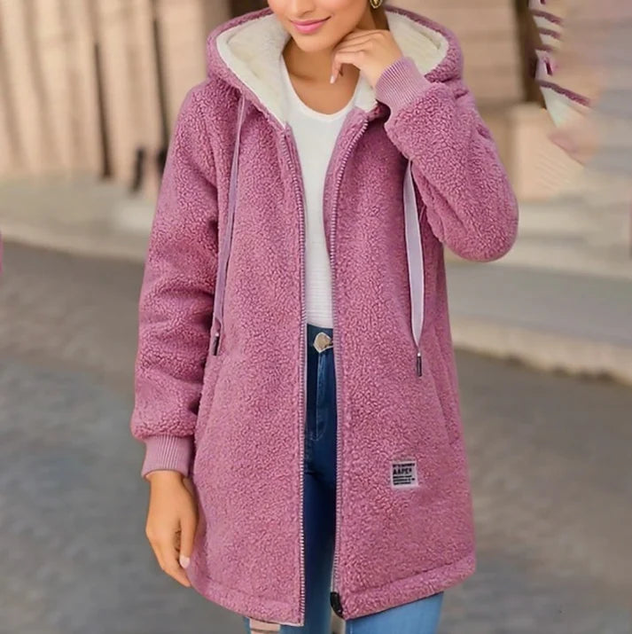 Veste en Fleece Femme Mi-Longue et Élégante