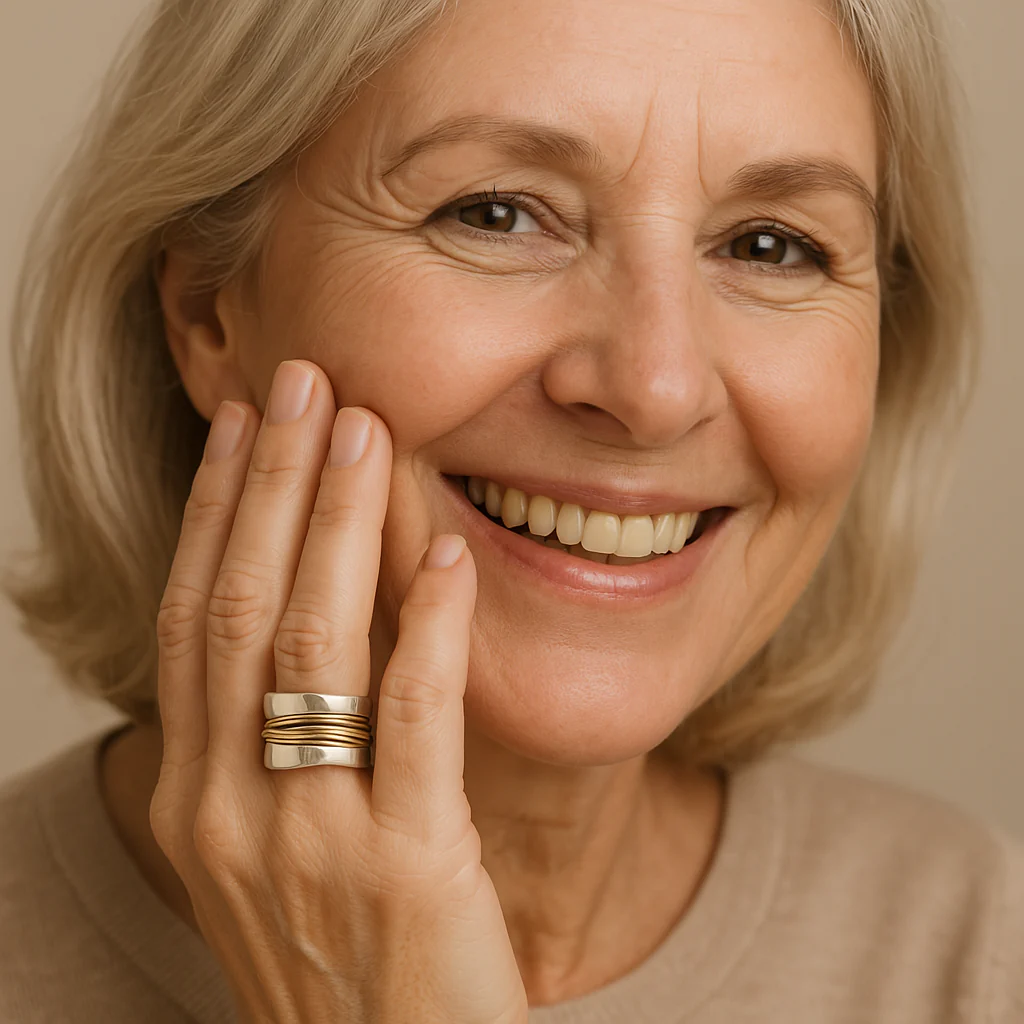 Bague Argentée avec Fils Dorés – Élégance et Raffinement - Claire