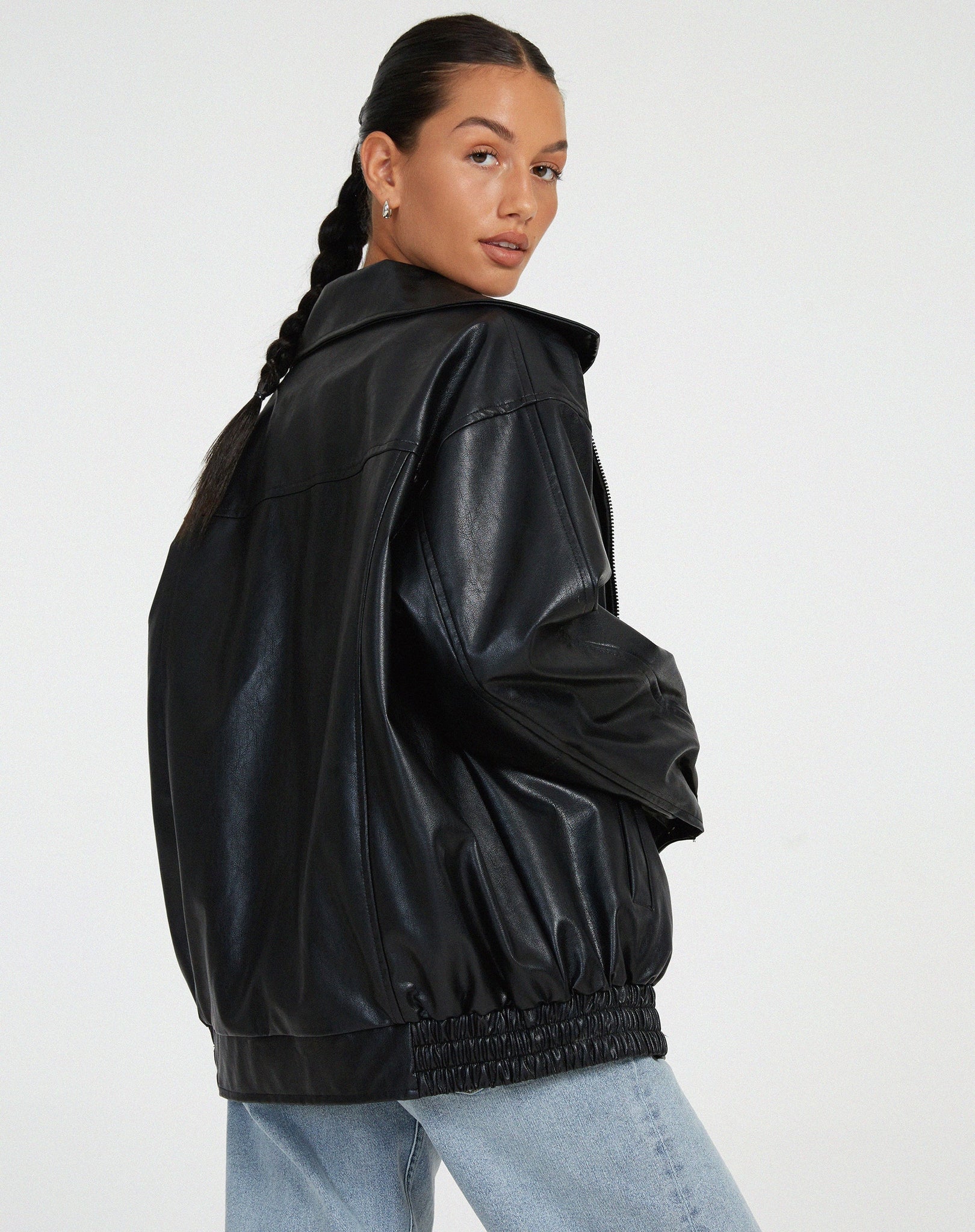 Veste en Cuir Oversized à Coupe Décontractée - Cecile