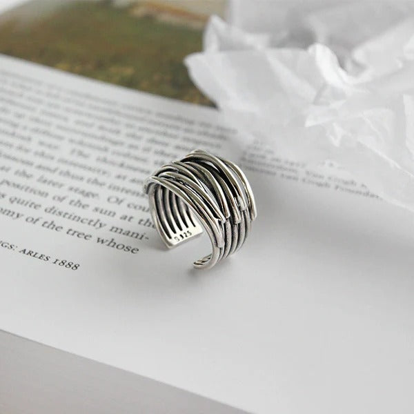 Bague Layée Ajustable en Argent – Élégance et Flexibilité - Isabelle