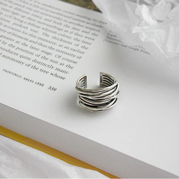 Bague Layée Ajustable en Argent – Élégance et Flexibilité - Isabelle