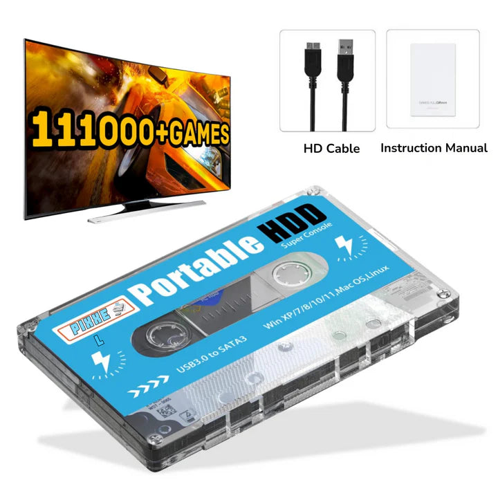 Cassette de Jeu Rétro - Plus de 100 000 Jeux - Plug and Play! Compatible PS3, PS1, N64, WII++