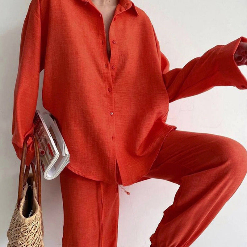 Ensemble 2 Pièces en Lin pour Femme – Blouse & Pantalon